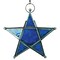 In the Breeze 9217 — Blue 5-Point Star Tealight Lantern — Moroccan-Style Boho Chic Glass and Metal Tealight Hanging Lantern